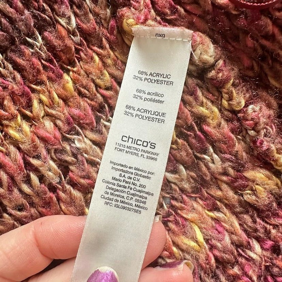 Chico’s Marled Yarn Knit Open Front Cardigan Sweater Size 3 Large Multicolored - Picture 7 of 9